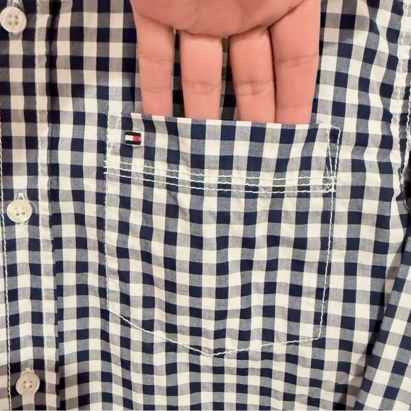 Tommy Hilfiger Collared Shirt Blue Checkered Button Down Size 16/18 Youth Large - Picture 6 of 8